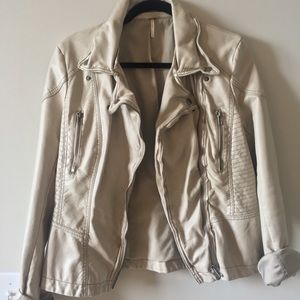 Free People Ivory leather jacket size 12